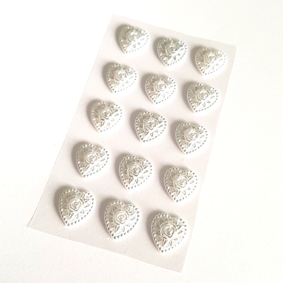 3/15$ 15 pcs 3D Heart Silver Stickers 0.75" inch - Picture 2 of 6